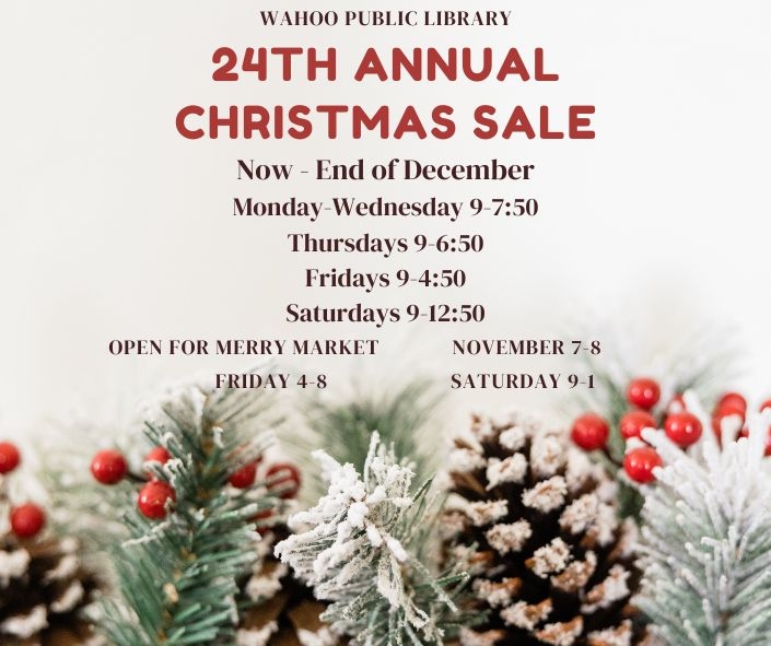 24th annual Christmas sale, now to the end of December during our normal hours.